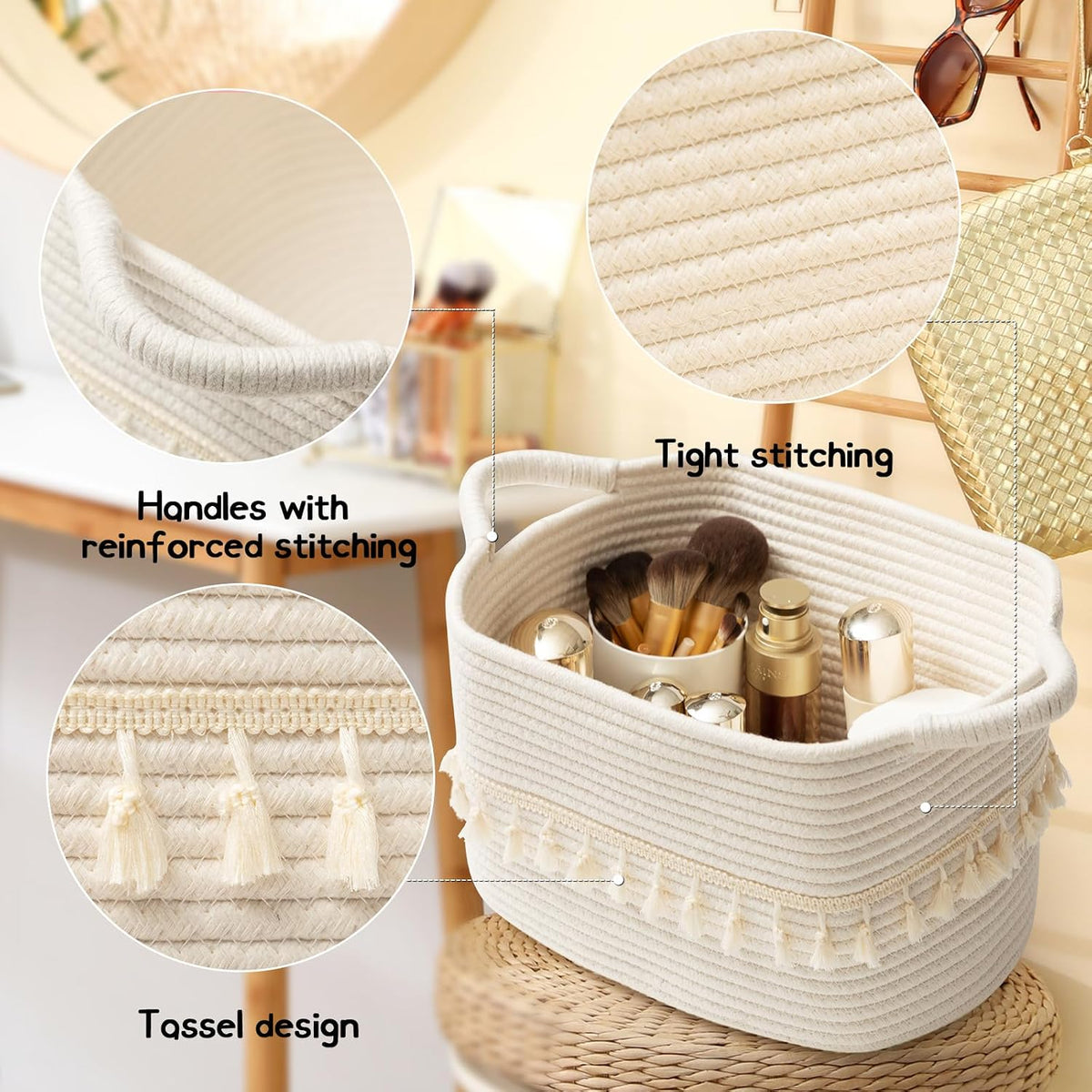 Woven Cotton Rope Storage Baskets – Stylish Home Organizer