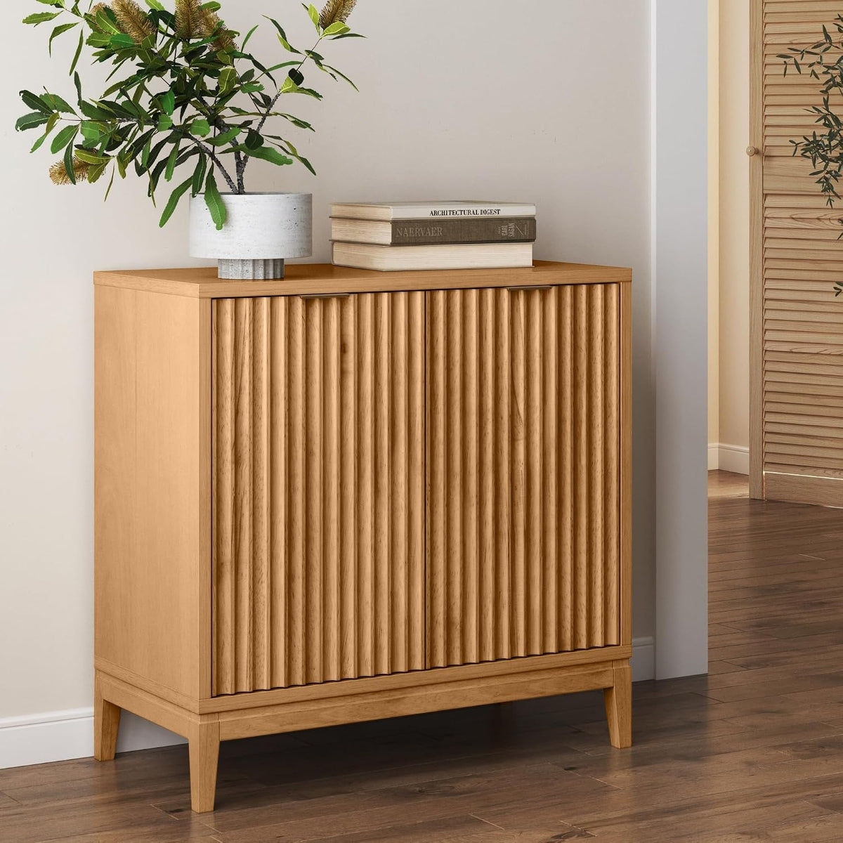 Modern Fluted Sideboard Cabinet – Stylish Entryway & Living Room Storage