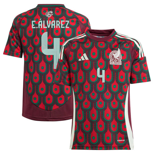 Edson Alvarez Mexico National Team adidas Youth 2024 Home Replica Player Jersey - Burgundy