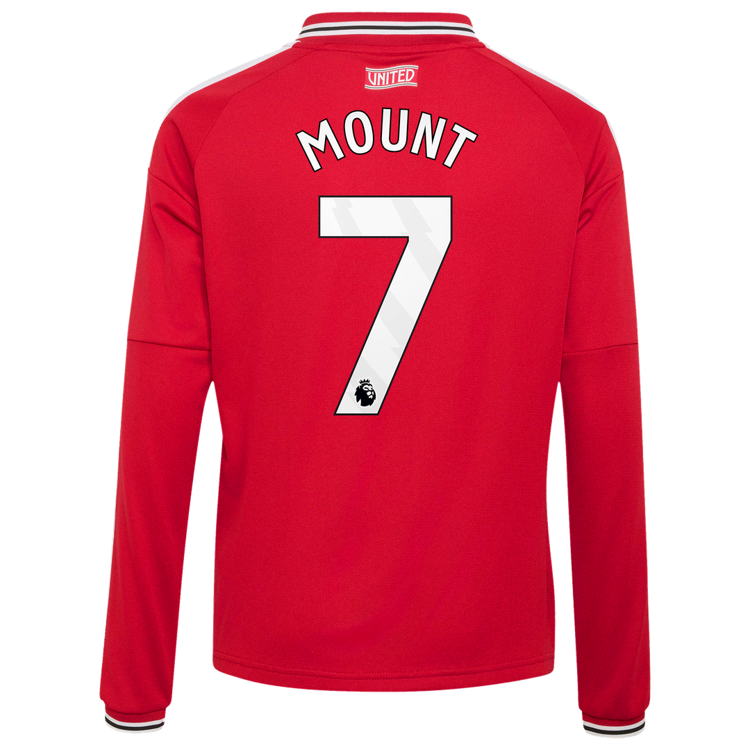 Mason Mount Manchester United adidas Youth 2026/27 Home Replica Long Sleeve Jersey - Red