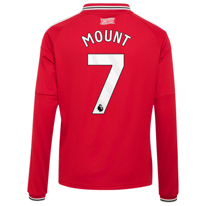 Mason Mount Manchester United adidas Youth 2026/27 Home Replica Long Sleeve Jersey - Red