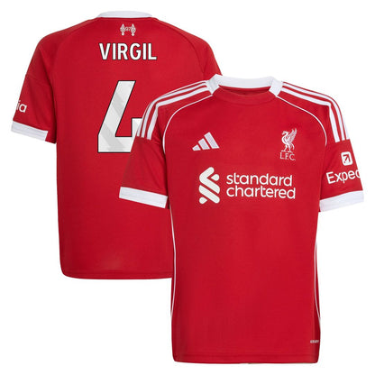 Virgil van Dijk Liverpool adidas Youth 2025/26 Home Replica Jersey - Red