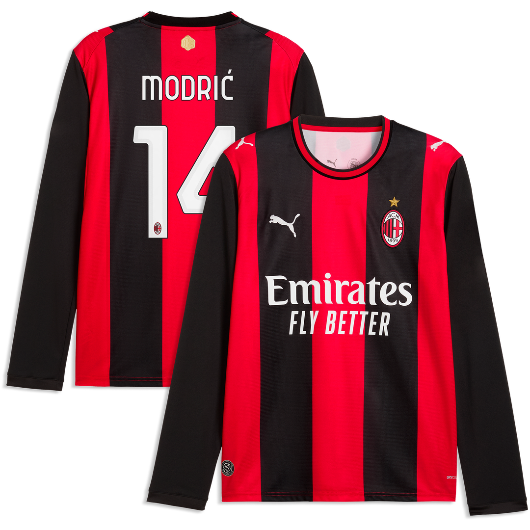 Luka Modrić AC Milan Puma 2026/27 Home Replica Long Sleeve Jersey - Black/Red
