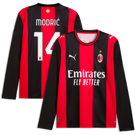 Luka Modrić AC Milan Puma 2026/27 Home Replica Long Sleeve Jersey - Black/Red