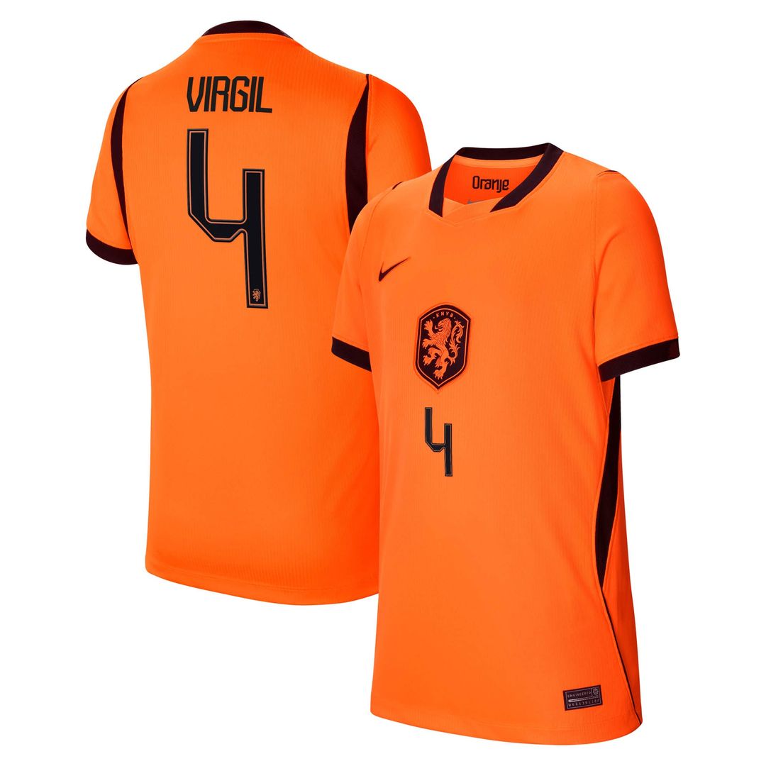Virgil van Dijk Netherlands National Team Nike Youth 2026 Home Stadium Replica Jersey - Orange