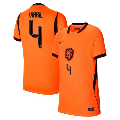 Virgil van Dijk Netherlands National Team Nike Youth 2026 Home Stadium Replica Jersey - Orange
