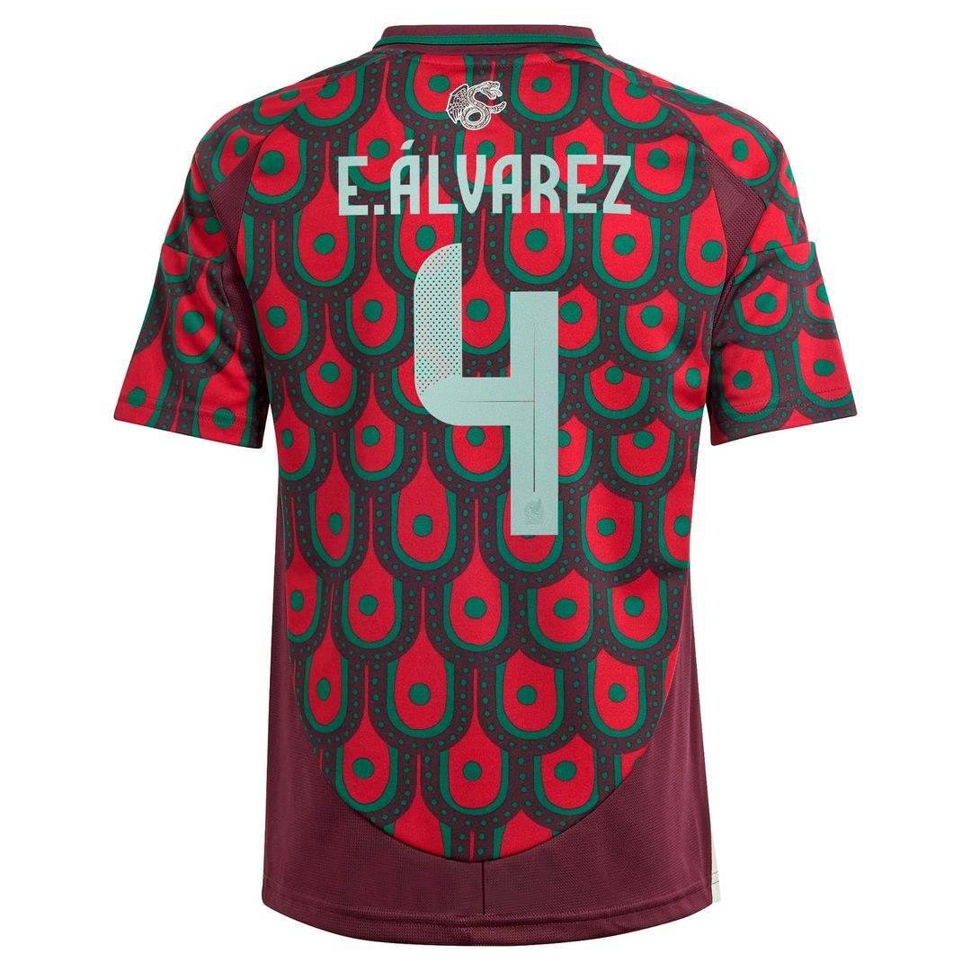Edson Alvarez Mexico National Team adidas Youth 2024 Home Replica Player Jersey - Burgundy