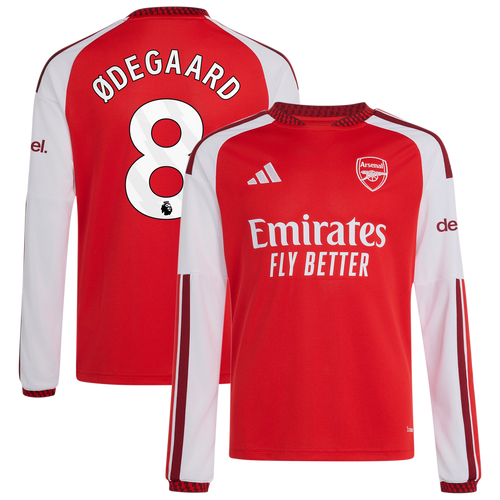 Martin Ødegaard Arsenal adidas Youth 2026/27 Home Replica Long Sleeve Jersey - Red