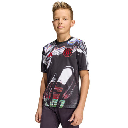 Manchester United adidas Youth 2025/26 Pre-Match Training Jersey - Black
