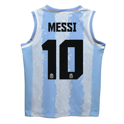 Lionel Messi Argentina National Team Vive La Fete  Mesh Basketball Jersey - Light Blue