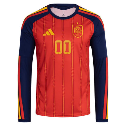 Spain National Team adidas 2026 Home Replica Long Sleeve Custom Jersey - Red