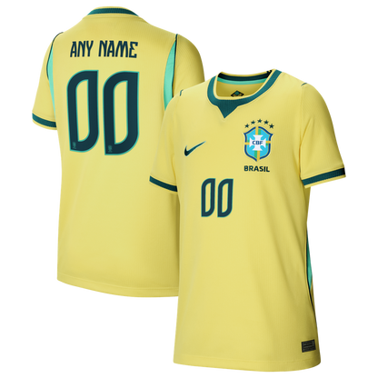 Brazil National Team Nike Youth 2026 Home Stadium Replica Custom Jersey - Yellow