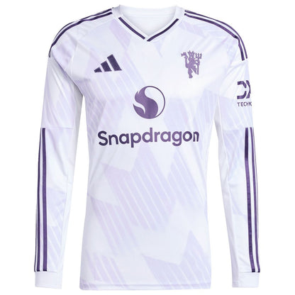 Kobbie Mainoo Manchester United adidas 2025/26 Away Replica Long Sleeve Player Jersey - White