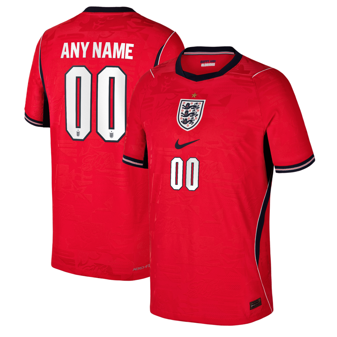 England National Team Nike Youth 2026 Away Match Authentic Custom Jersey - Red