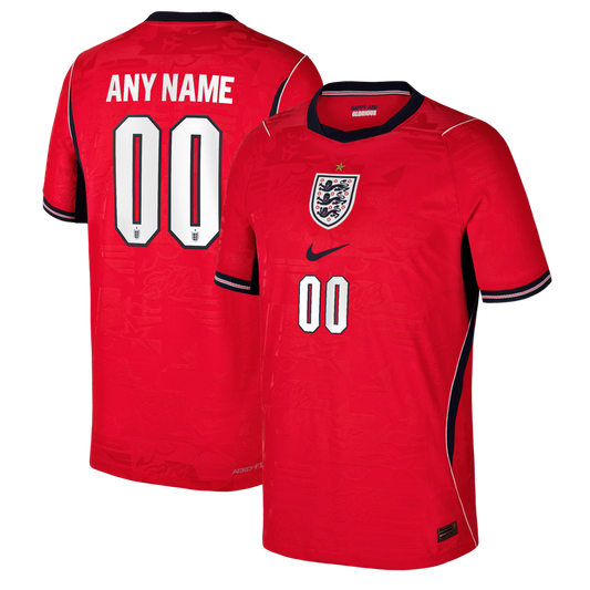 England National Team Nike Youth 2026 Away Match Authentic Custom Jersey - Red
