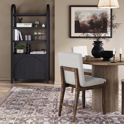 Arched 3-Tier Bookshelf with Storage Cabinet – Boho Home Organizer