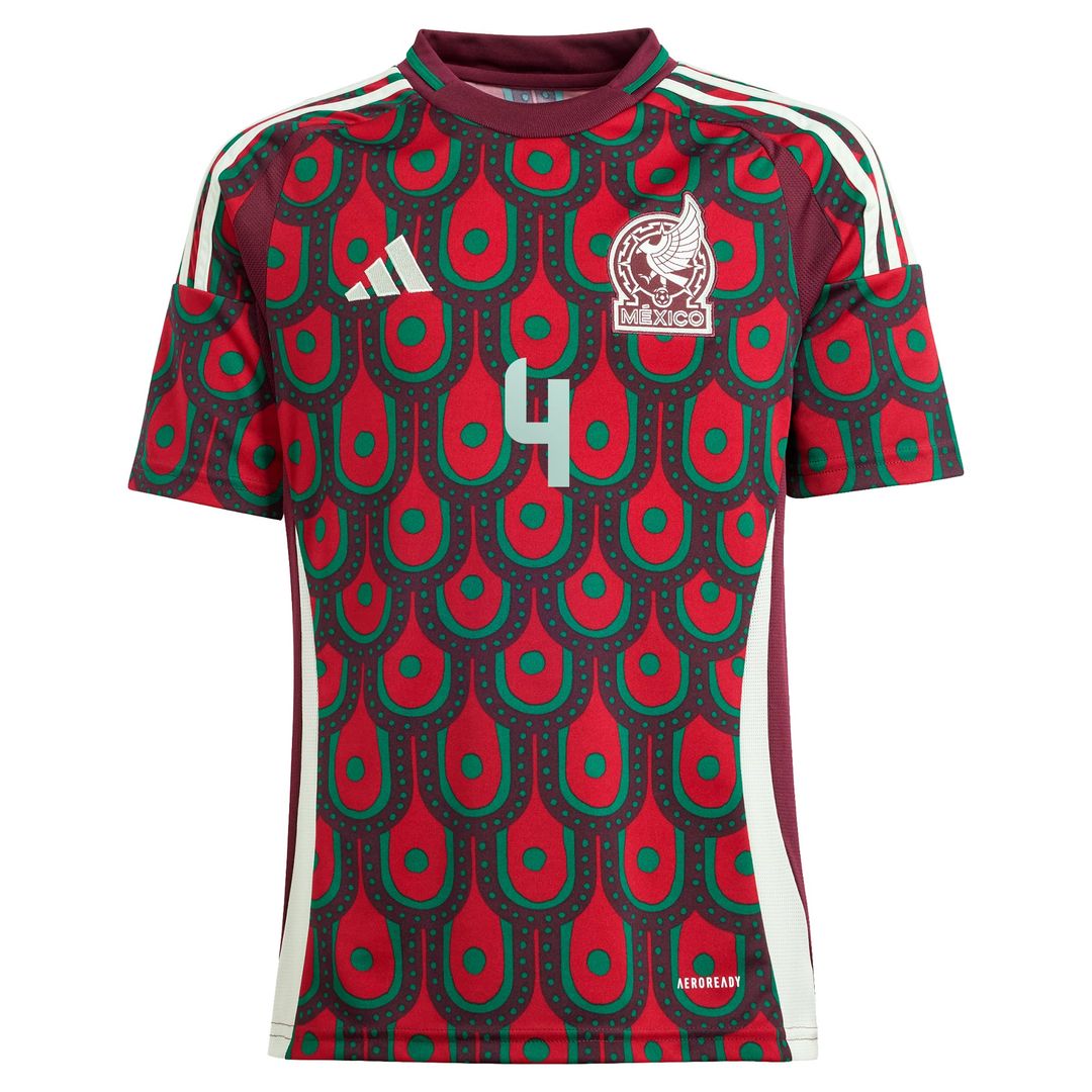 Edson Alvarez Mexico National Team adidas Youth 2024 Home Replica Player Jersey - Burgundy