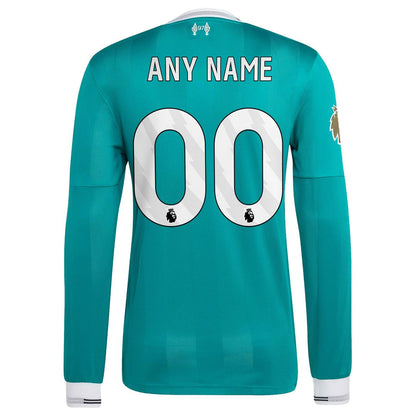 Liverpool adidas 2025/26 Third Authentic Long Sleeve Custom Jersey - Green