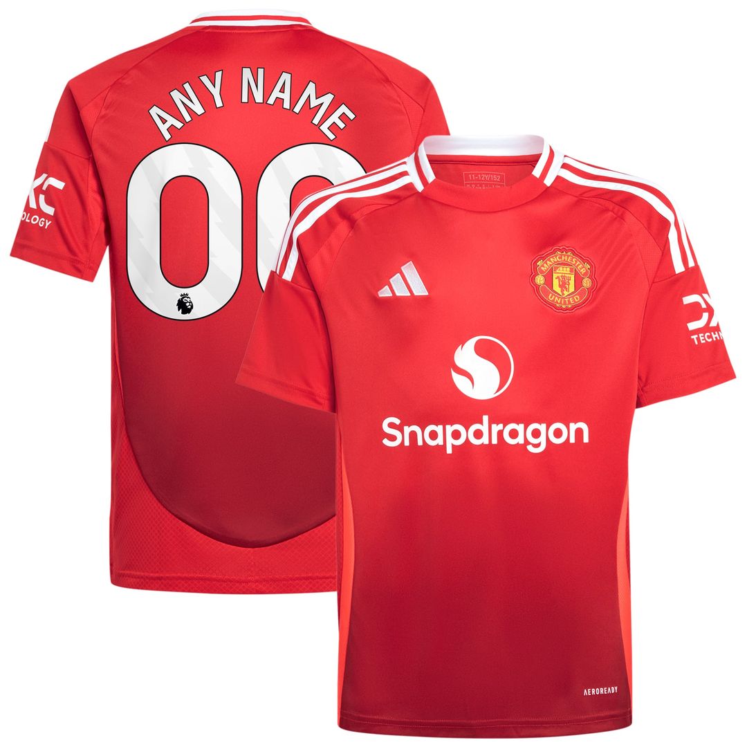 Manchester United adidas Youth 2024/25 Home Replica Custom Jersey - Red