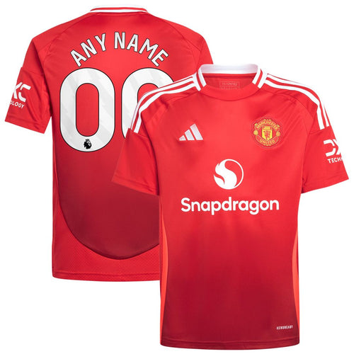 Manchester United adidas Youth 2024/25 Home Replica Custom Jersey - Red