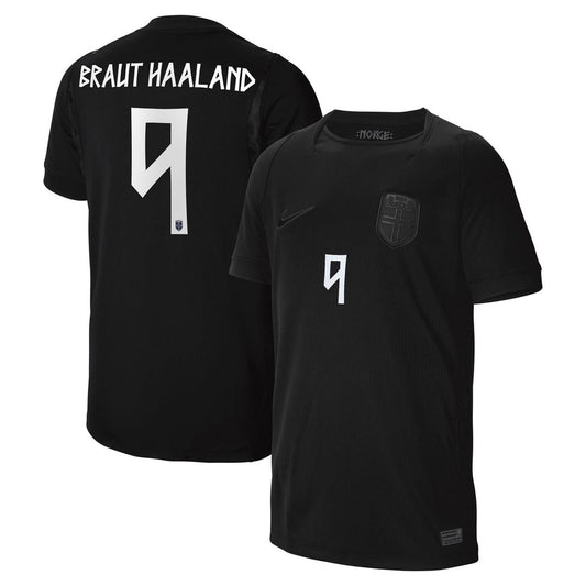 Erling Haaland Norway National Team Nike Youth 2026 Away Stadium Replica Jersey - Black