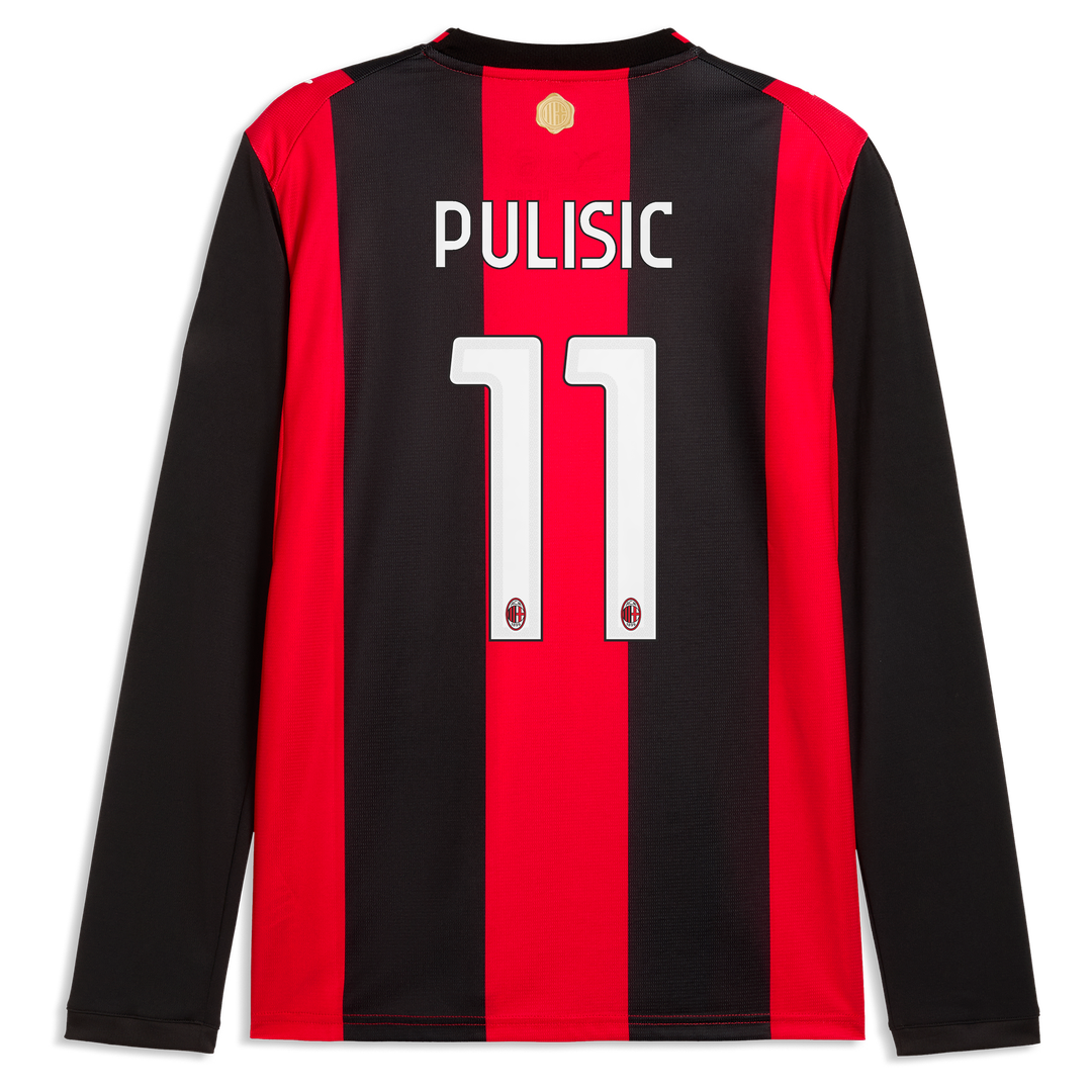 Christian Pulisic AC Milan Puma 2026/27 Home Replica Long Sleeve Jersey - Black/Red