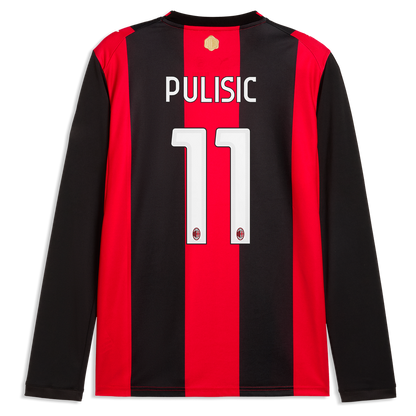 Christian Pulisic AC Milan Puma 2026/27 Home Replica Long Sleeve Jersey - Black/Red