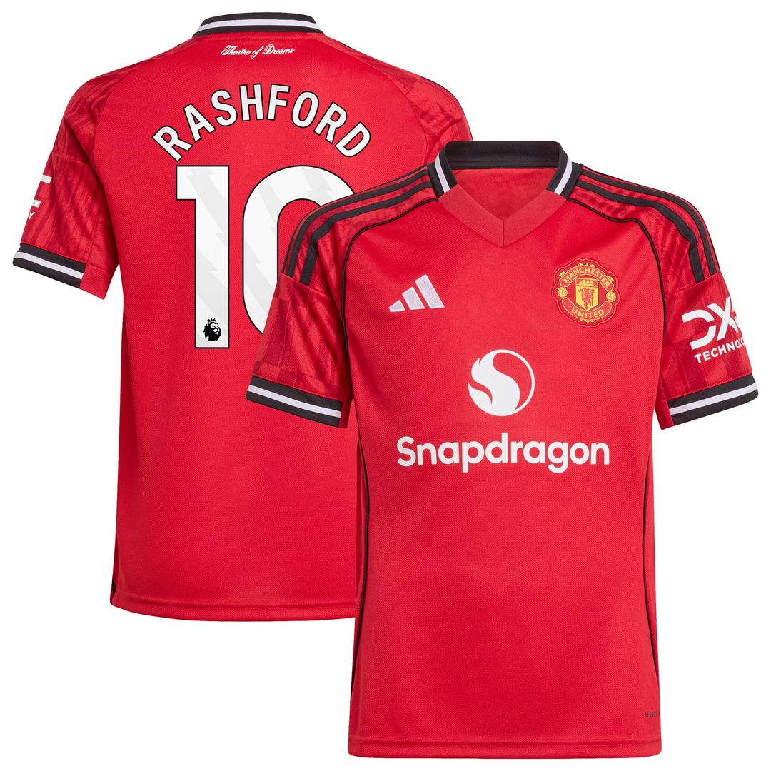 Marcus Rashford Manchester United adidas Youth Home 2025/26 Replica Player Jersey - Red