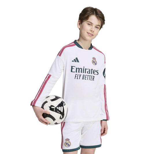 Real Madrid adidas Youth 2026/27 Home Replica Long Sleeve Jersey - White