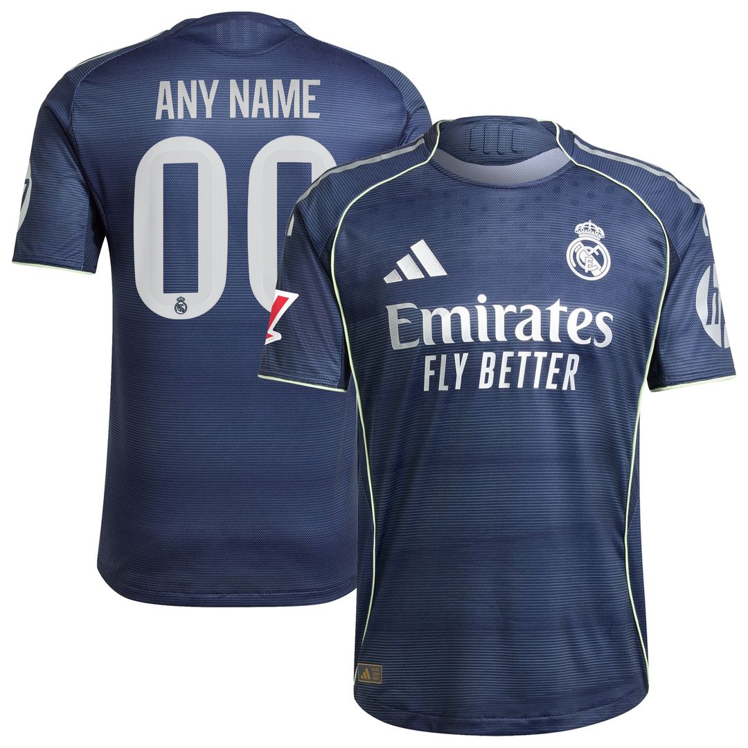 Real Madrid adidas 2025/26 Away Authentic Custom Jersey - Blue