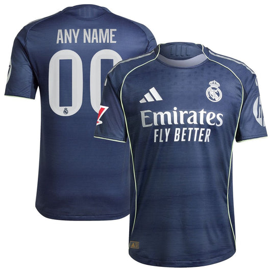 Real Madrid adidas 2025/26 Away Authentic Custom Jersey - Blue