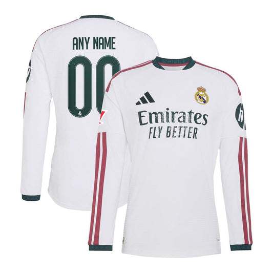 Real Madrid adidas 2026/27 Home On-Field Authentic Custom Long Sleeve Jersey - White