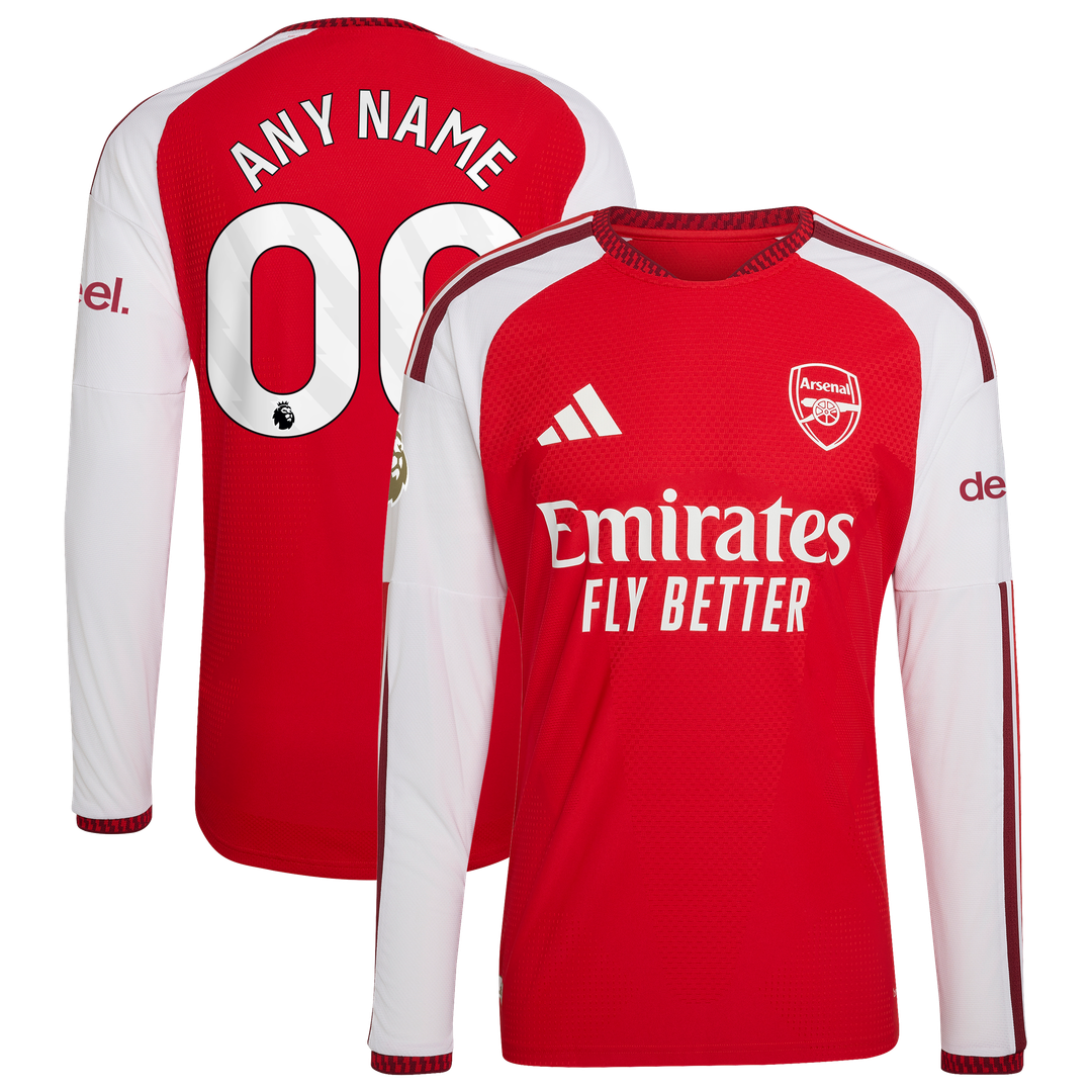 Arsenal adidas 2026/27 Home Authentic Custom Long Sleeve Jersey - Red