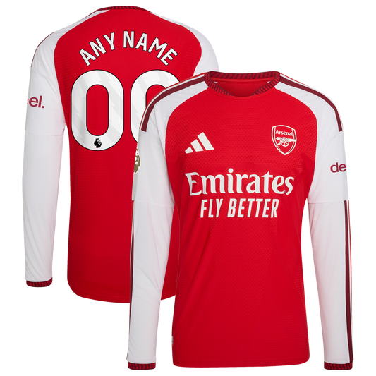 Arsenal adidas 2026/27 Home Authentic Custom Long Sleeve Jersey - Red