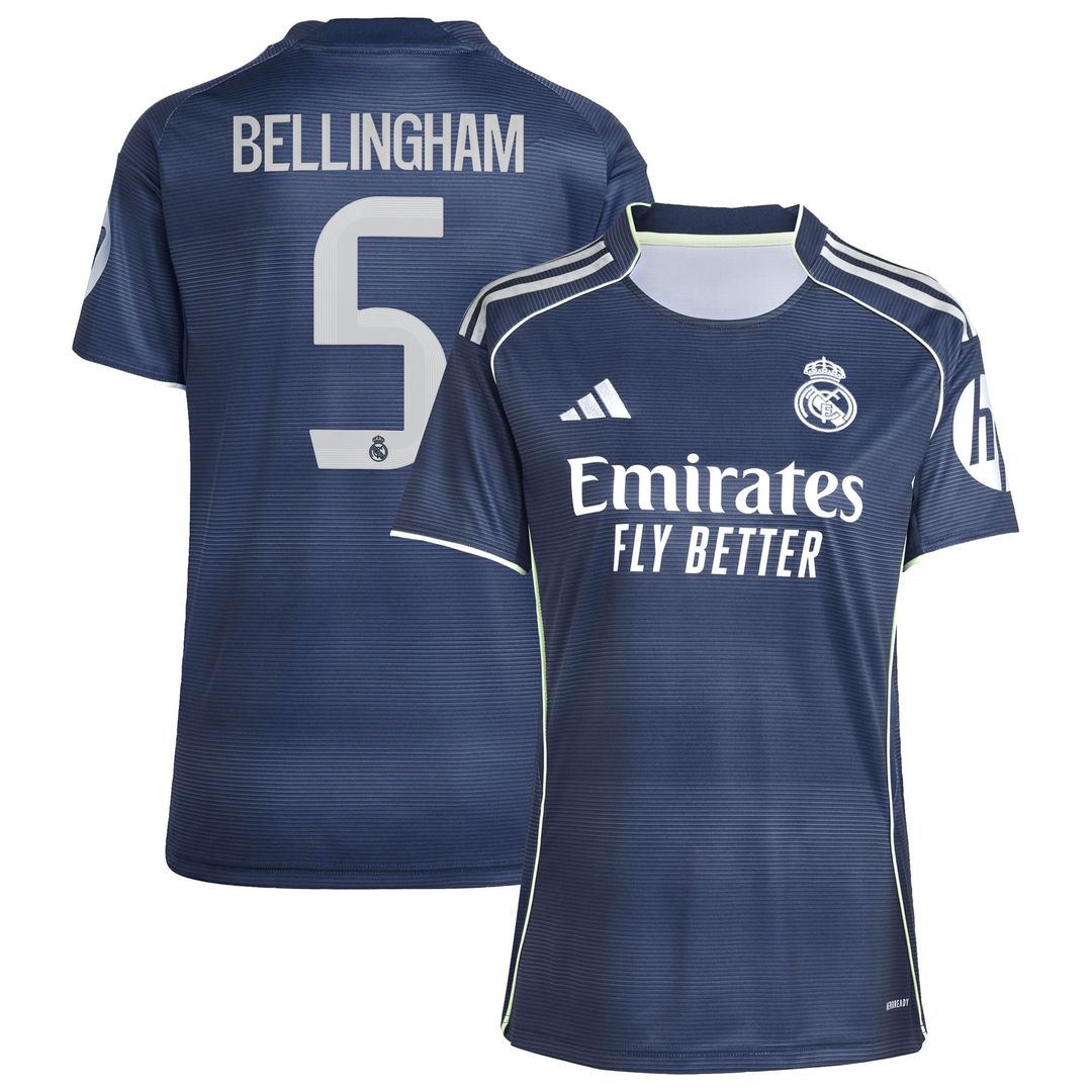 Jude Bellingham Real Madrid adidas Women's 2025/26 Away Replica Player Jersey - Blue