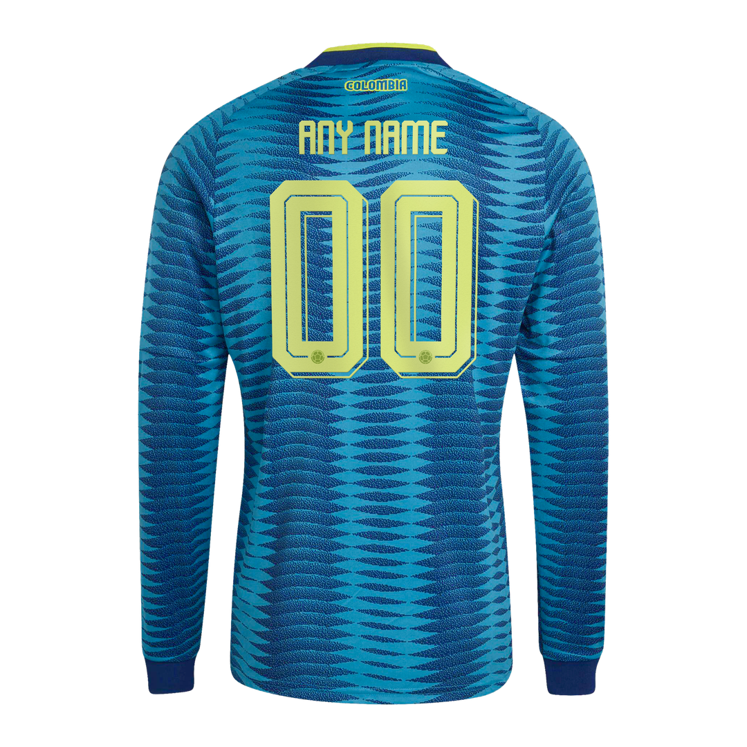 Colombia National Team adidas 2026 Away Replica Long Sleeve Custom Jersey - Turquoise