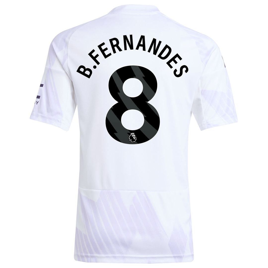 Bruno Fernandes Manchester United adidas Youth 2025/26 Away Replica Player Jersey - White