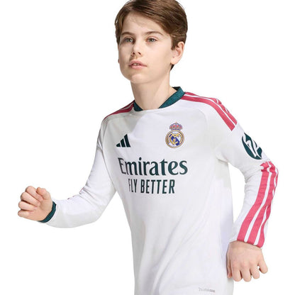 Real Madrid adidas Youth 2026/27 Home Replica Long Sleeve Jersey - White