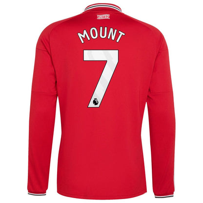 Mason Mount Manchester United adidas 2026/27 Home Replica Long Sleeve Jersey - Red