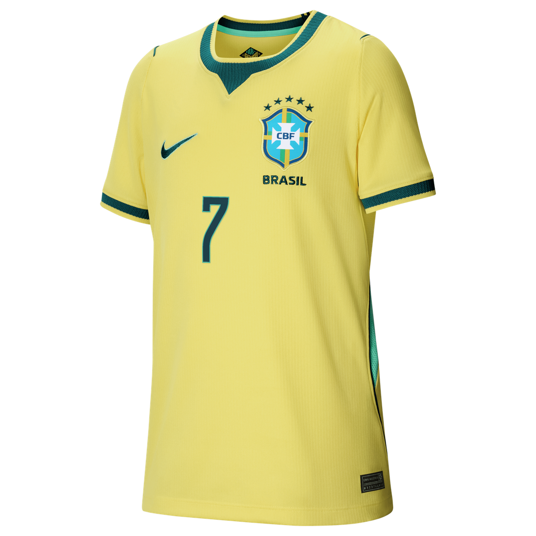 Vini Jr. Brazil National Team Nike Youth 2026 Home Stadium Replica Jersey - Yellow