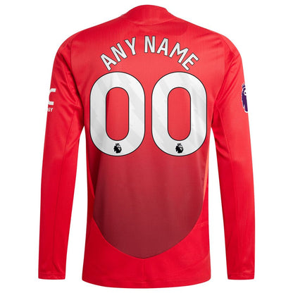 Manchester United adidas 2024/25 Home Authentic Custom Long Sleeve Jersey - Red