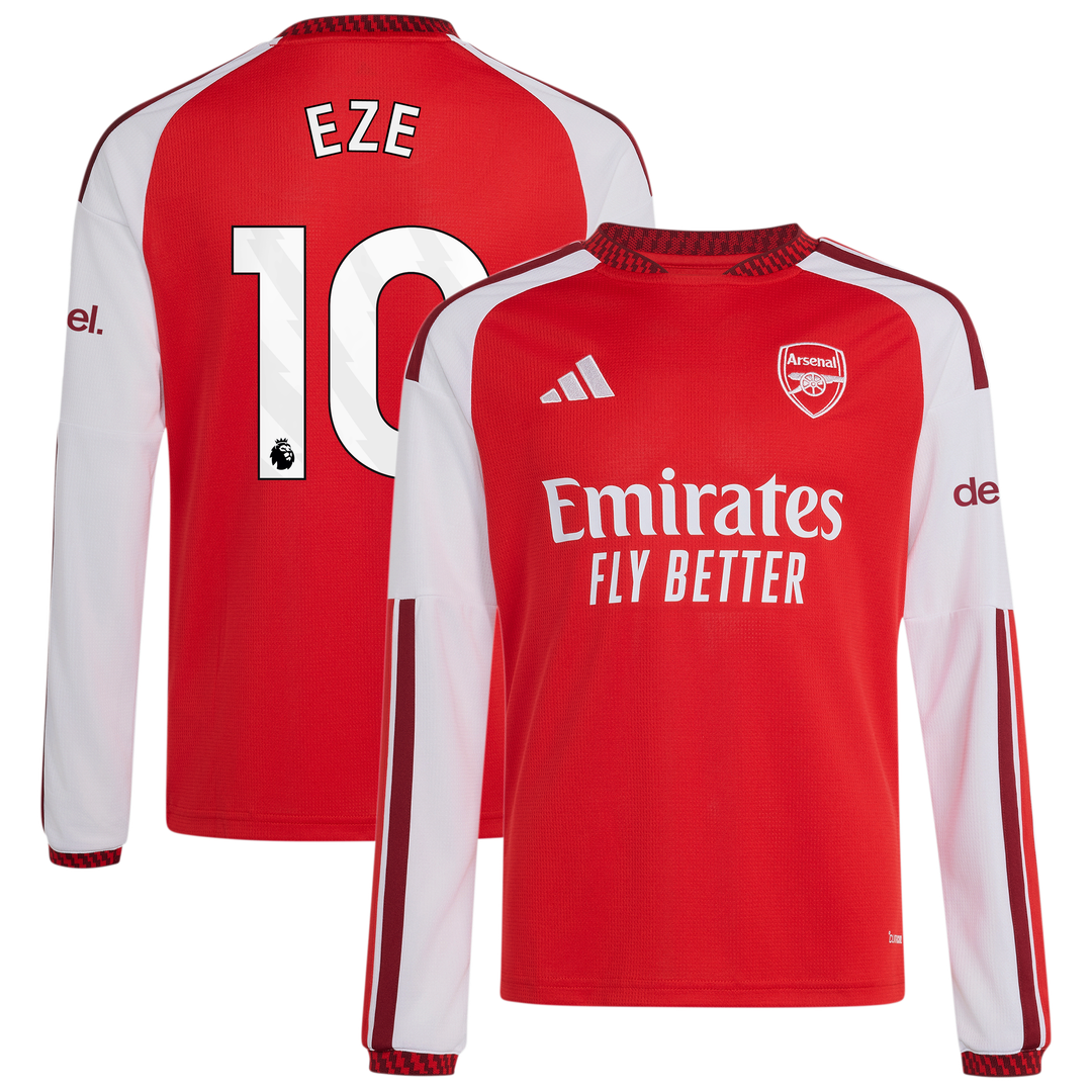 Eberechi Eze Arsenal adidas Youth 2026/27 Home Replica Long Sleeve Jersey - Red