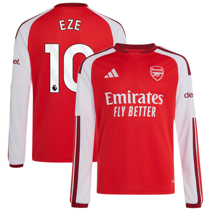 Eberechi Eze Arsenal adidas Youth 2026/27 Home Replica Long Sleeve Jersey - Red