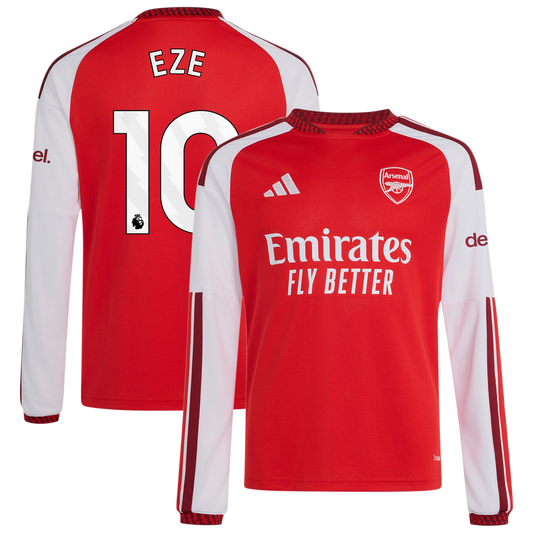 Eberechi Eze Arsenal adidas Youth 2026/27 Home Replica Long Sleeve Jersey - Red