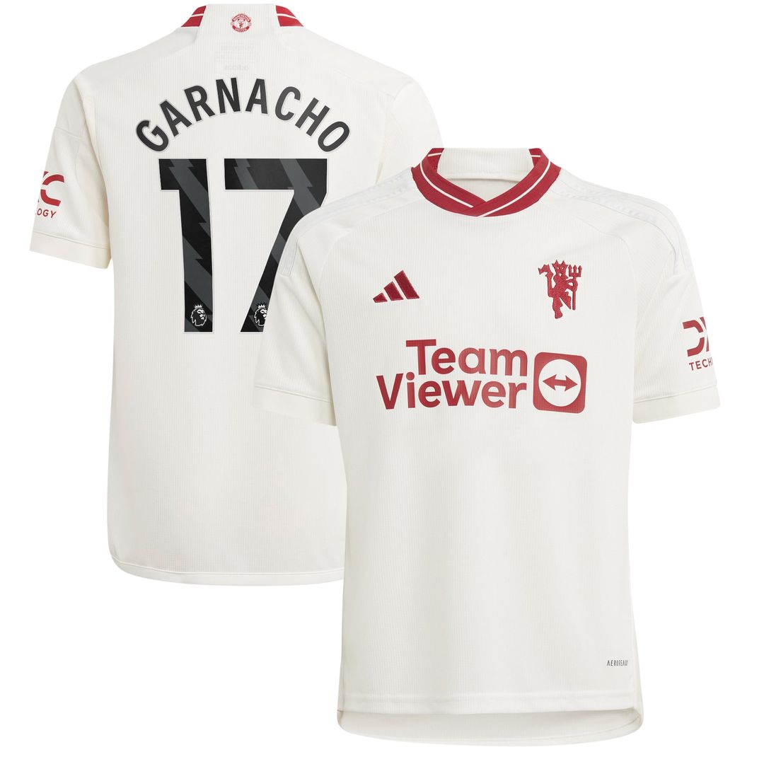 Alejandro Garnacho Manchester United adidas Youth 2023/24 Third Replica Player Jersey – White