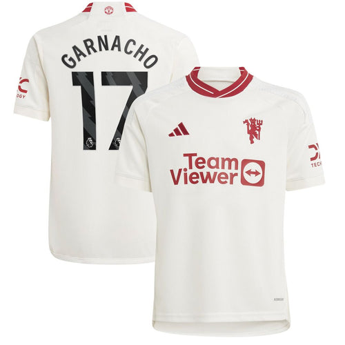 Alejandro Garnacho Manchester United adidas Youth 2023/24 Third Replica Player Jersey – White