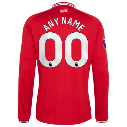 Manchester United adidas 2026/27 Home Authentic Long Sleeve Custom Jersey - Red