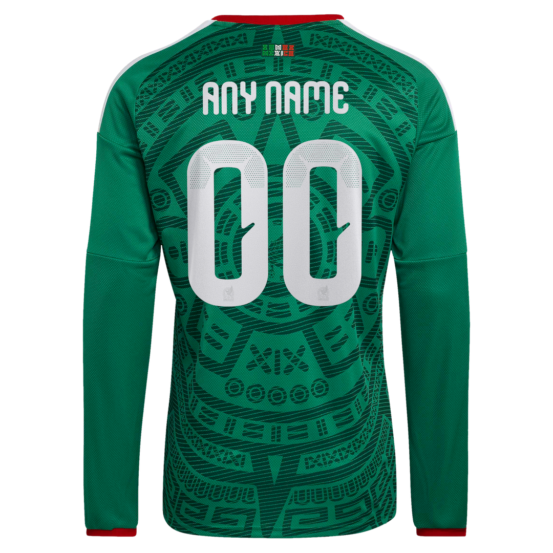 Mexico National Team adidas 2026 Home Replica Long Sleeve Custom Jersey - Green