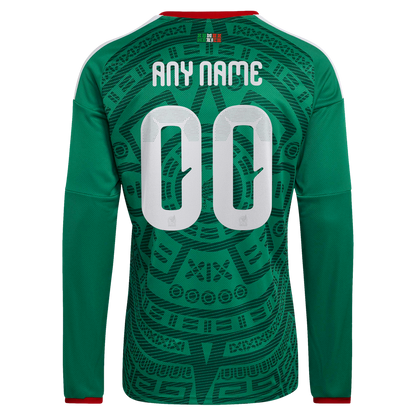 Mexico National Team adidas 2026 Home Replica Long Sleeve Custom Jersey - Green