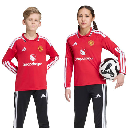 Manchester United adidas Youth 2026/27 Home Replica Long Sleeve Jersey - Red